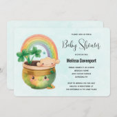Niedlicher Planter mit Regenbogen & Clover Baby Du Einladung (Vorne/Hinten)