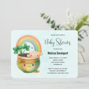 Niedlicher Planter mit Regenbogen & Clover Baby Du Einladung