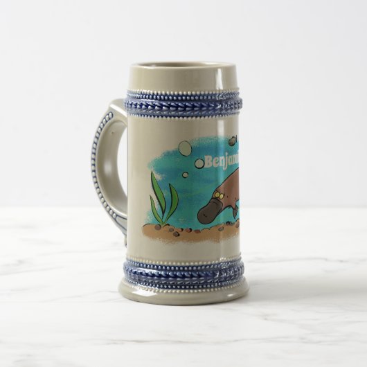 Niedlicher Platypus-Cartoon Bierglas (Vorderseite Links)