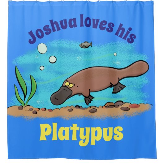 Niedlicher Platypus-Cartoon Duschvorhang (Vorderseite)