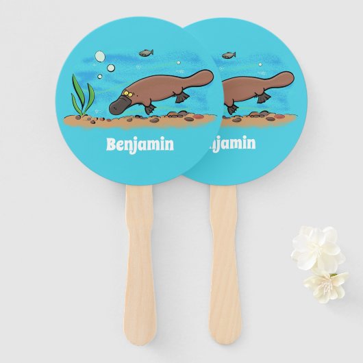 Niedlicher Platypus-Cartoon Fächer (Vorne und Hinten)