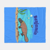 Niedlicher Platypus-Cartoon Fleecedecke (Vorderseite (Horizontal))