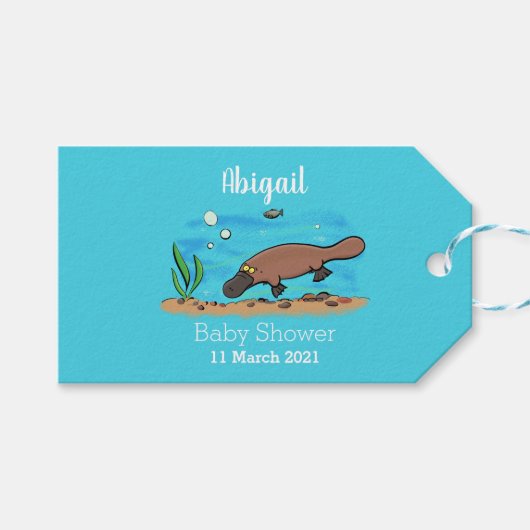 Niedlicher Platypus-Cartoon Geschenkanhänger (Vorderseite (Horizontal))