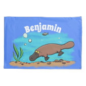 Niedlicher Platypus-Cartoon Kissenbezug (Rückseite)