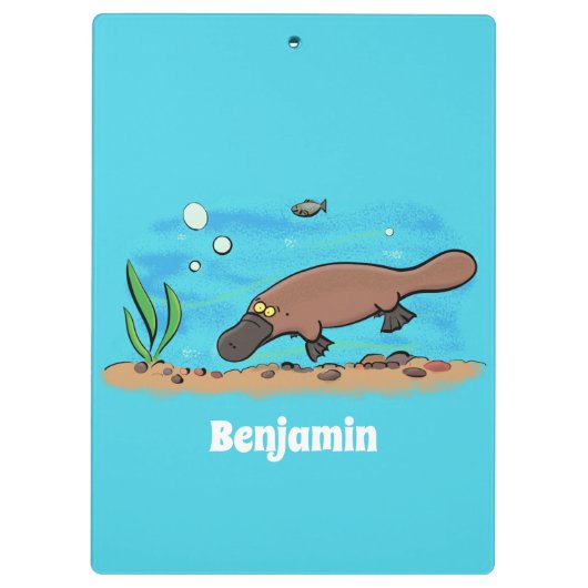 Niedlicher Platypus-Cartoon Klemmbrett (Rückseite)