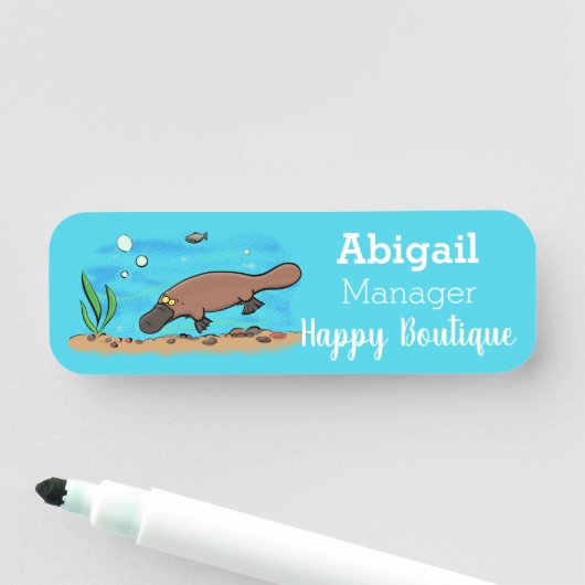 Niedlicher Platypus-Cartoon Namensschild (Beispiel)