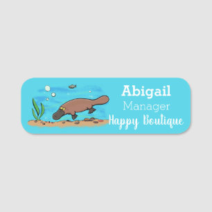 Niedlicher Platypus-Cartoon Namensschild