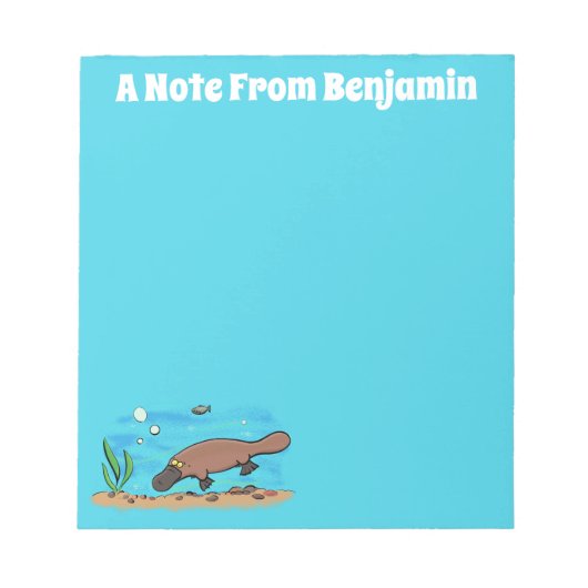 Niedlicher Platypus-Cartoon Notizblock (Vorderseite)