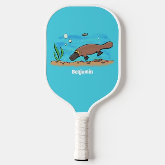 Niedlicher Platypus-Cartoon Pickleball Schläger (Rückseite)