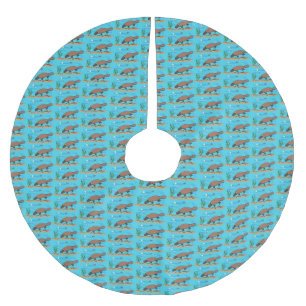 Niedlicher Platypus-Cartoon Polyester Weihnachtsbaumdecke