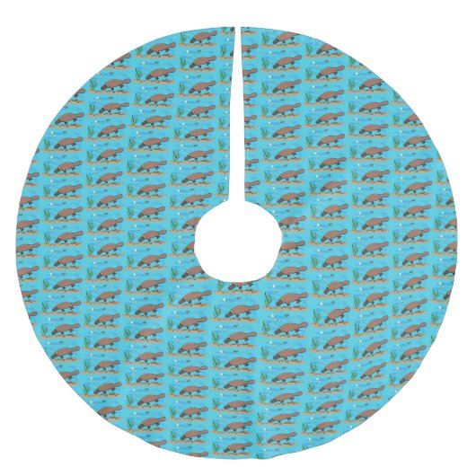 Niedlicher Platypus-Cartoon Polyester Weihnachtsbaumdecke (Vorderseite)