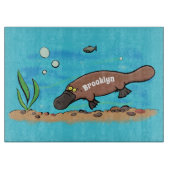 Niedlicher Platypus-Cartoon Schneidebrett (Vorderseite)