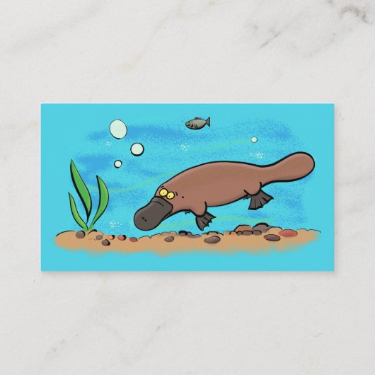 Niedlicher Platypus-Cartoon Visitenkarte (Rückseite)