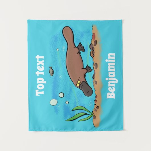 Niedlicher Platypus-Cartoon Wandteppich (Vorderseite)