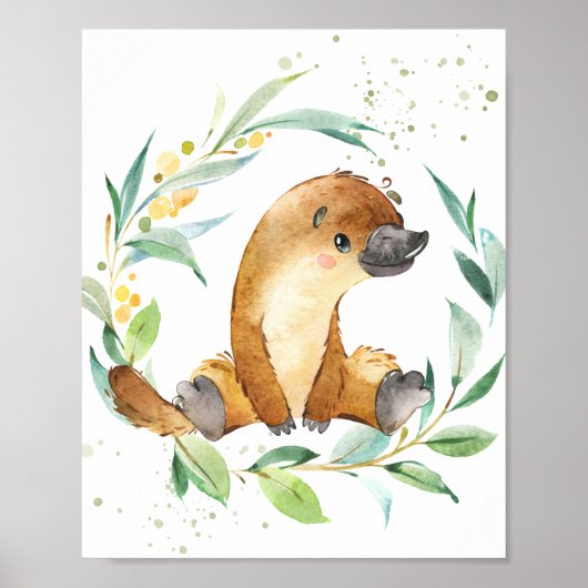 Niedlicher Platypus Eukalyptus Grüne Kinder im Men Poster (Vorne)