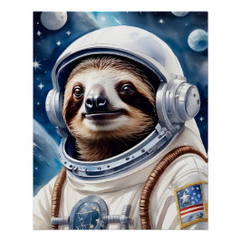 Niedlicher Platz im Astronauten-Anzug im Weltraum Poster