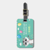 Niedlicher playful lustiger Raccoon mit Ballonen Gepäckanhänger (Vorderseite vertikal)