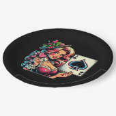 Niedlicher Poker Party Vintag Lady Pappteller (Schrägansicht)