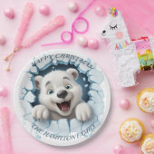 Niedlicher Polar Bär 3D Weihnachten Pappteller (Party)