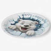 Niedlicher Polar Bär 3D Weihnachten Pappteller (Schrägansicht)