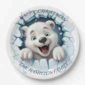 Niedlicher Polar Bär 3D Weihnachten Pappteller (Vorderseite)