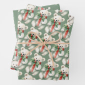 Niedlicher Polar Bär Aquarell Grün Geschenkpapier Set (Beispiel)