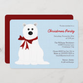Niedlicher Polar-Bär auf Ice Blue Weihnachtsfest P Einladung (Vorne/Hinten)