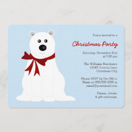 Niedlicher Polar-Bär auf Ice Blue Weihnachtsfest P Einladung