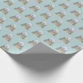Niedlicher Polar Bär auf Pulver Blaues Weihnachtsm Geschenkpapier (Ecke)