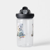 Niedlicher Polar Bär Buch Kinder Schule Personalis Trinkflasche (Vorne)