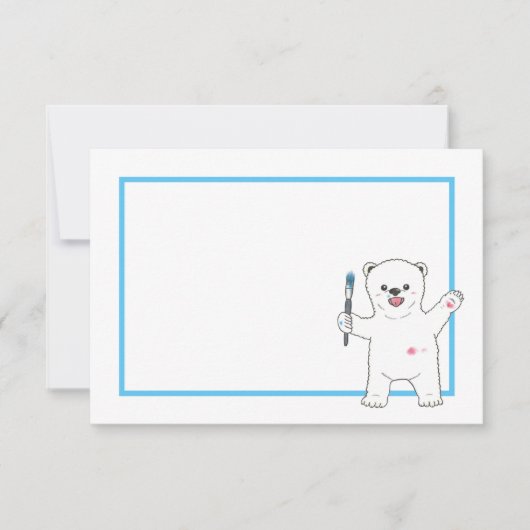 Niedlicher Polar-Bär Einfache Flachfläche Zeichnen Dankeskarte (Vorderseite)