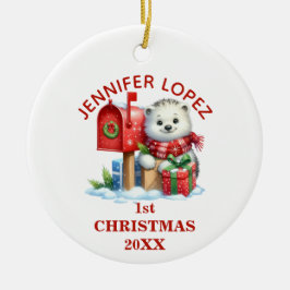 Niedlicher Polar-Bär Erste Weihnacht Personalisier Keramik Ornament