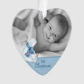 Niedlicher Polar Bär Erste Weihnachtsfotovorlage Ornament (Vorderseite)