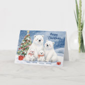 Niedlicher Polar Bär Familienname Weihnachtskarte Feiertagskarte (Vorderseite)