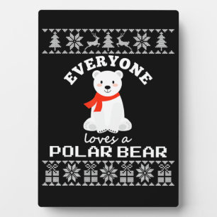 Niedlicher Polar Bär Familientier Weihnachten Fotoplatte