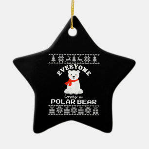 Niedlicher Polar Bär Familientier Weihnachten Keramik Ornament