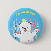 Niedlicher Polar Bär Farbenfrohe Kunst, Dichtung u Button (Vorderseite)