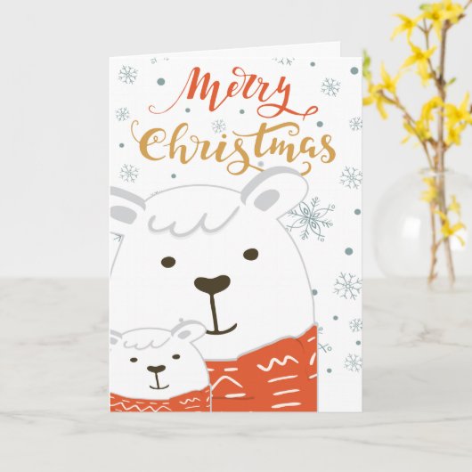 Niedlicher Polar-Bär für Kinder und Eltern im Matc Karte (Gelbe Blume)