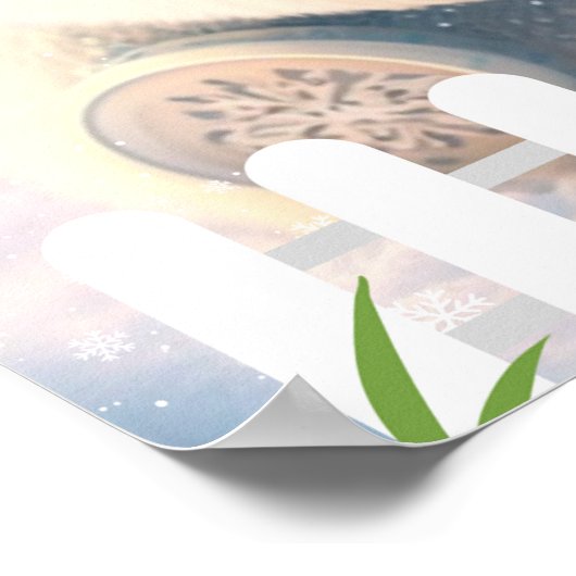 Niedlicher Polar Bär im Schnee Blue Hat Scarf Cust Poster (Ecke)