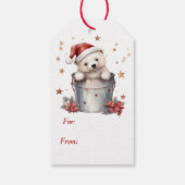 Niedlicher Polar-Bär in der Weihnachtsbüchse Geschenkanhänger (Rückseite)