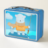 Niedlicher Polar-Bär Kid Metal Lunchbox (Rückseite)