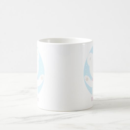 Niedlicher Polar Bär mit rosa Scarf Weihnachten Kaffeetasse (Mittel)