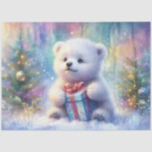 Niedlicher Polar-Bär mit Weihnachtsgeschenk-Decoup Seidenpapier (Vorderseite)