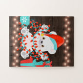 Niedlicher Polar-Bär mit Weihnachtslicht Puzzle (Horizontal)