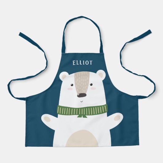 Niedlicher Polar Bär Moderne Kinder blau Schürze (Vorderseite)