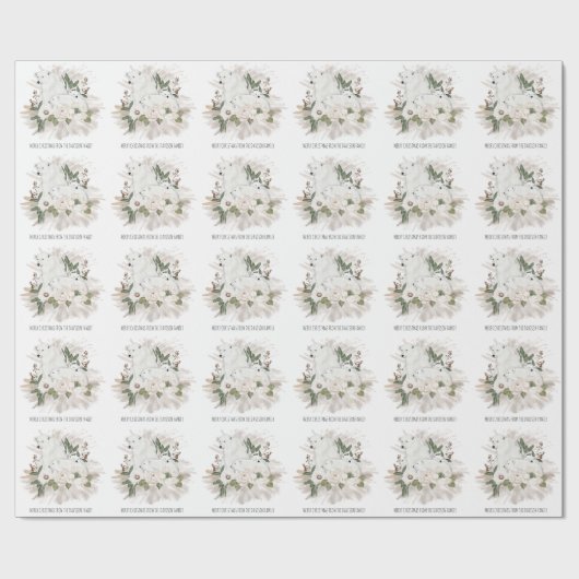 Niedlicher Polar Bär Muster Name Frohe Weihnachten Geschenkpapier (Flach)