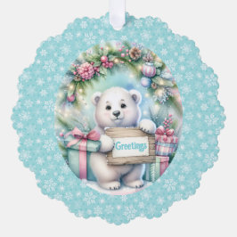 Niedlicher Polar-Bär personalisieren Text Weihnach Ornament Karte