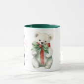 Niedlicher Polar Bär Rotes Grün Tasse (Zentrum)