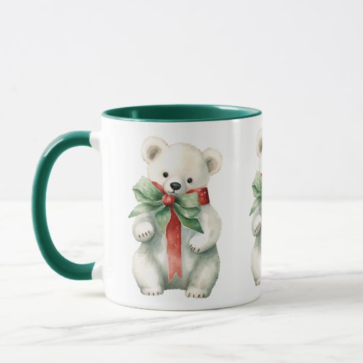 Niedlicher Polar Bär Rotes Grün Tasse (Links)