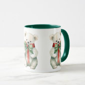 Niedlicher Polar Bär Rotes Grün Tasse (VorderseiteRechts)